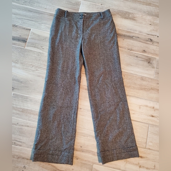 LOFT Marisa Gray Black Wool Silk Pants Sz 6 Business Office Workwear - Picture 1 of 7